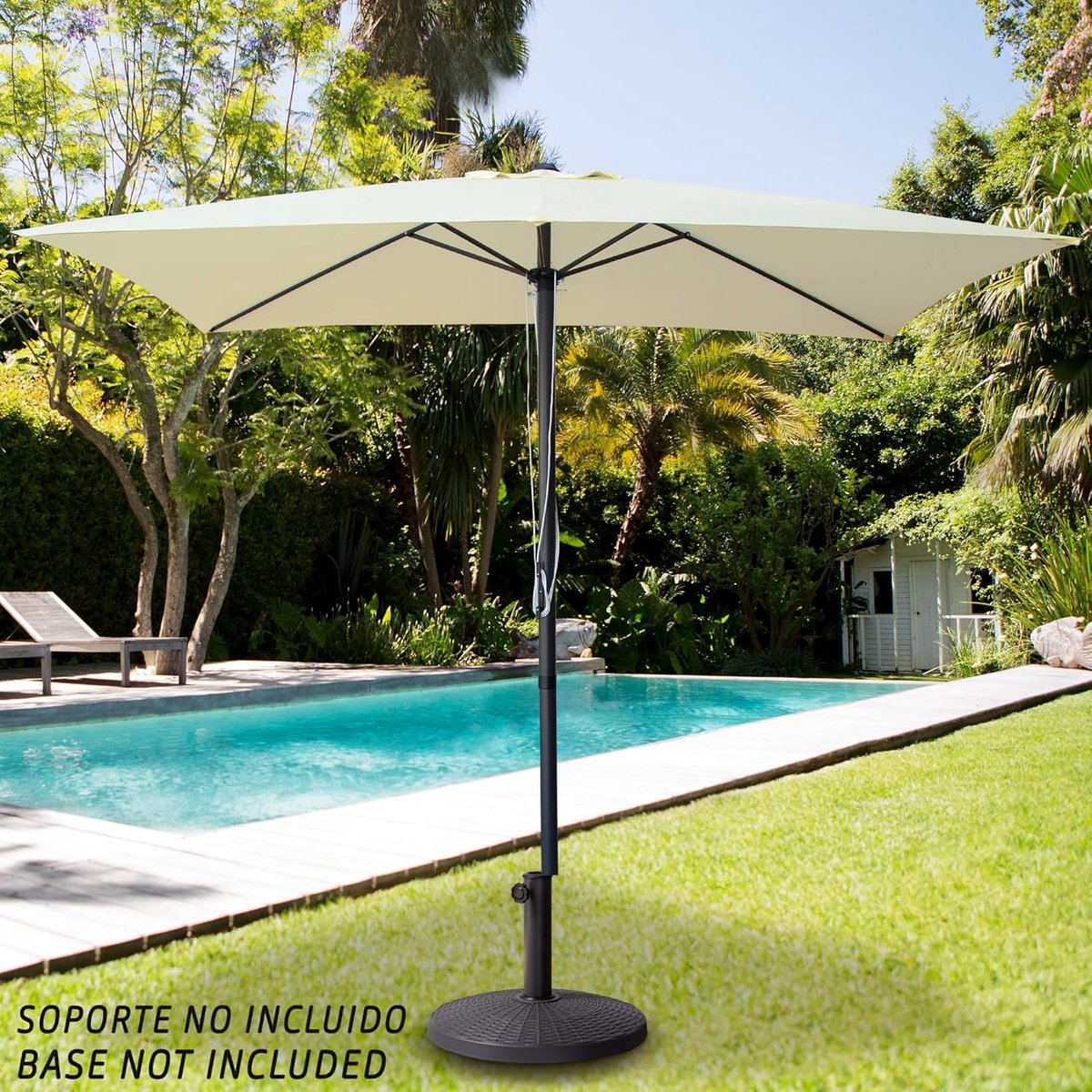 ComfortShade Vierkante Tuinparasol 270x270x260 cm met UV50 Bescherming, Windbestendige Aluminium Parasol met Ventilatiesysteem en Katrolmechanisme, Crèmekleurige Terrasparasol