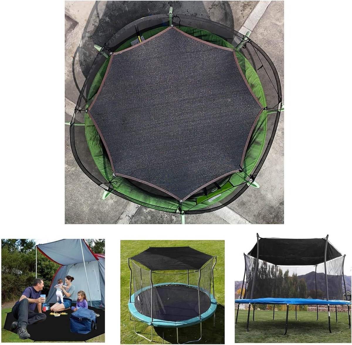 Trampoline Afdekking - Zonnescherm Net - Trampoline Beschermen - Verbeterde UV-bescherming - 1.83-4.88 meter - Zwart