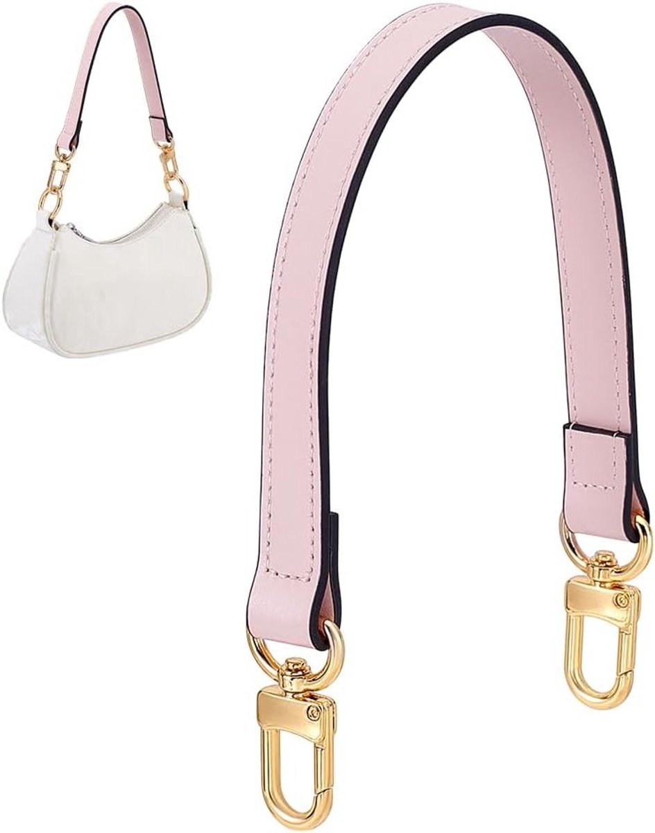 14.6 Inch Korte Portemonnee Strap, Roze Leren Tasriem Vervanging voor Dames, Handtas Ketting voor Onderarm en Schoudertassen met Gouden Hardware