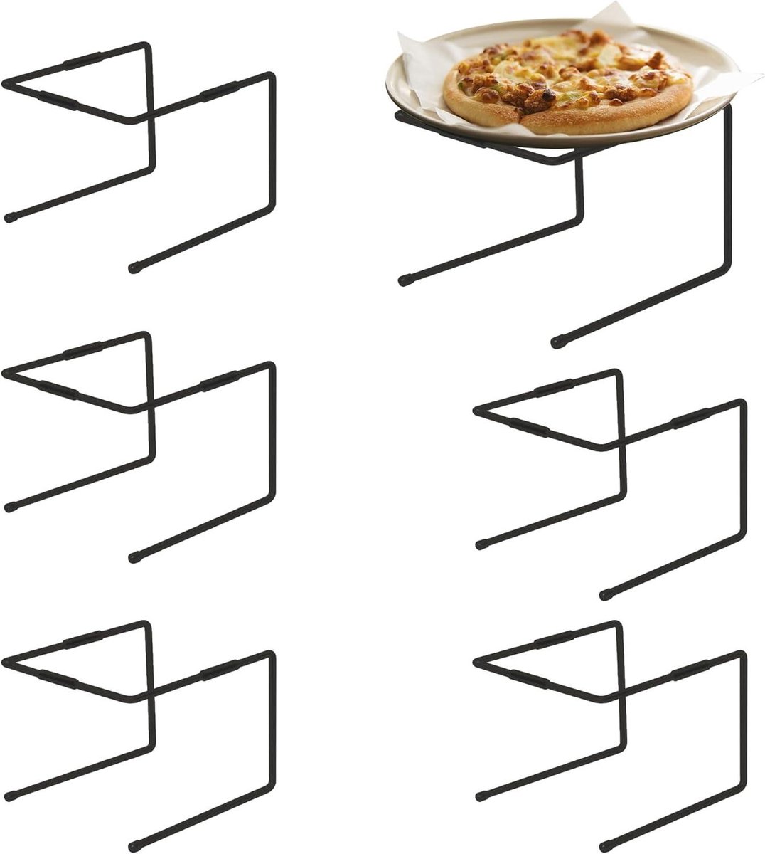 Pizzastandaard - Panhouder Verhoger - Buffet Display - U-vorm Ontwerp - 6 stuks - Zwart