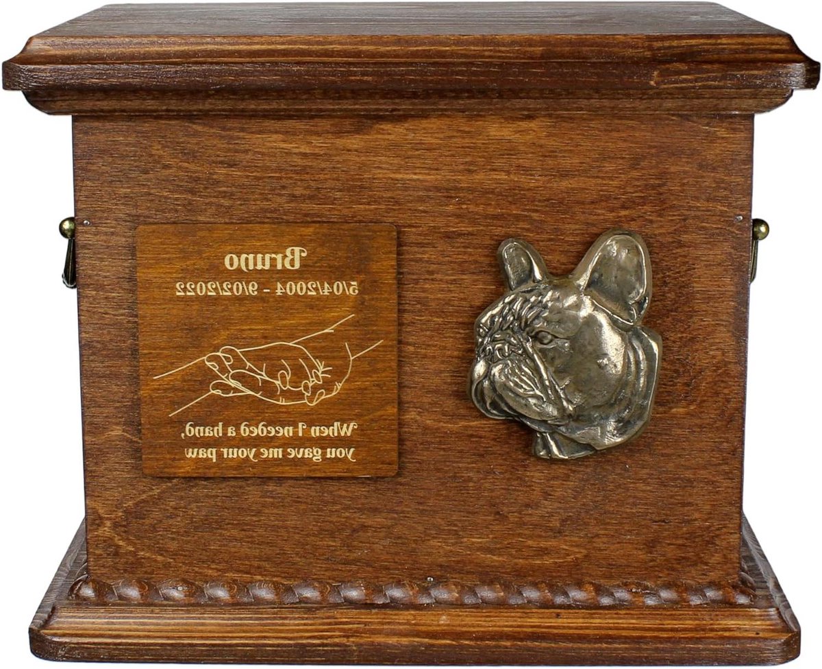 Urn Hondenas - Gedenkteken Huisdier - Huisdier Herinnering - Bronzen Buste Reliëf - 21x29x22 cm - Franse Bulldog