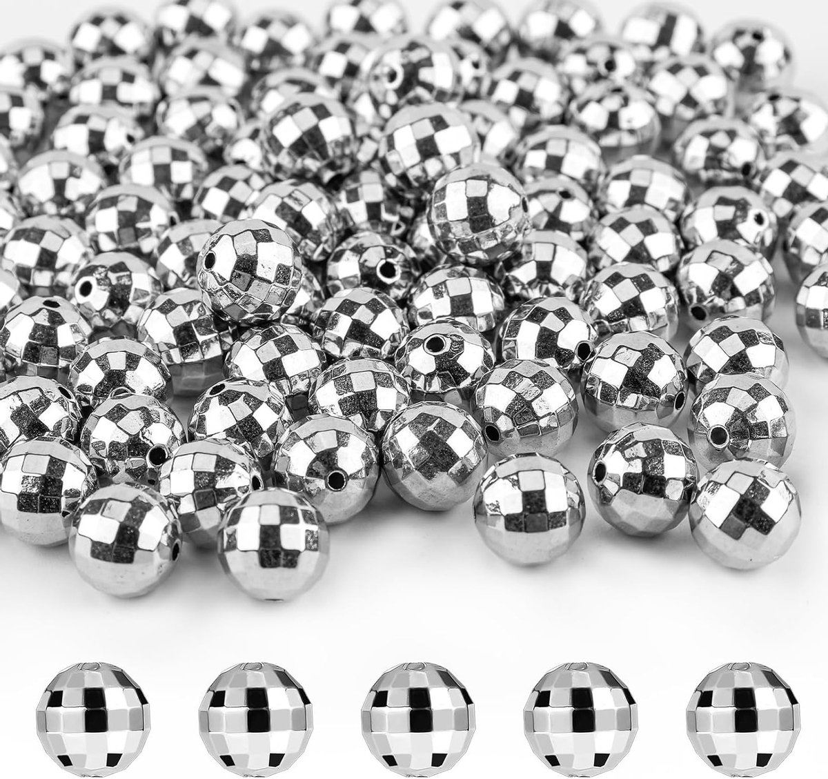 Reflecterende Disco Bal Kralen voor Sieraden Maken - 120 Stuks voor DIY Kettingen en Feestaccessoires uit de Jaren 70 en 80 - Perfect voor Creatieve Projecten en Decoratie