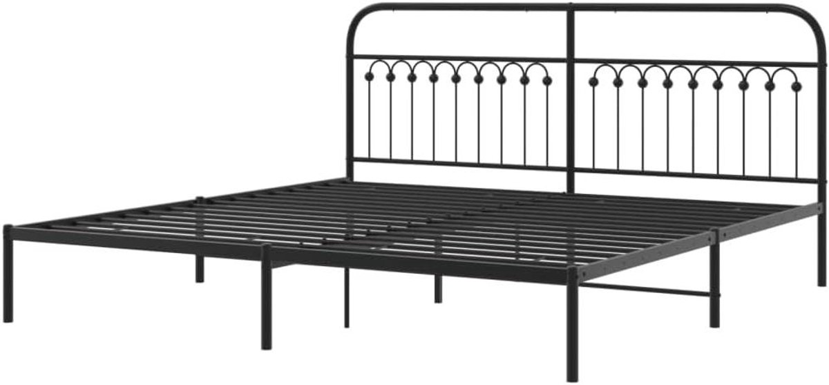 Metalen Bedframe - Ledikant Hoofdbord - Slaapkamer Inrichten - Robuust Stalen Frame - 193 x 203 cm - Zwart