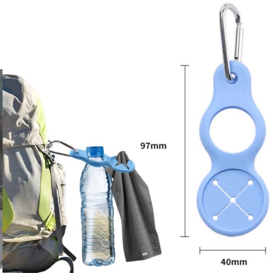 4 stuks - Siliconen waterflesclips - Siliconen waterfleshaak - met Handdoekhaak - Flessenhouder - Karabijnhaak - draagbare waterflesgespen - Roze en grijs - 97 x 40 mm - voor kamperen, reizen en fietsen - Reisaccessoire voor rugzak — afbeelding 2