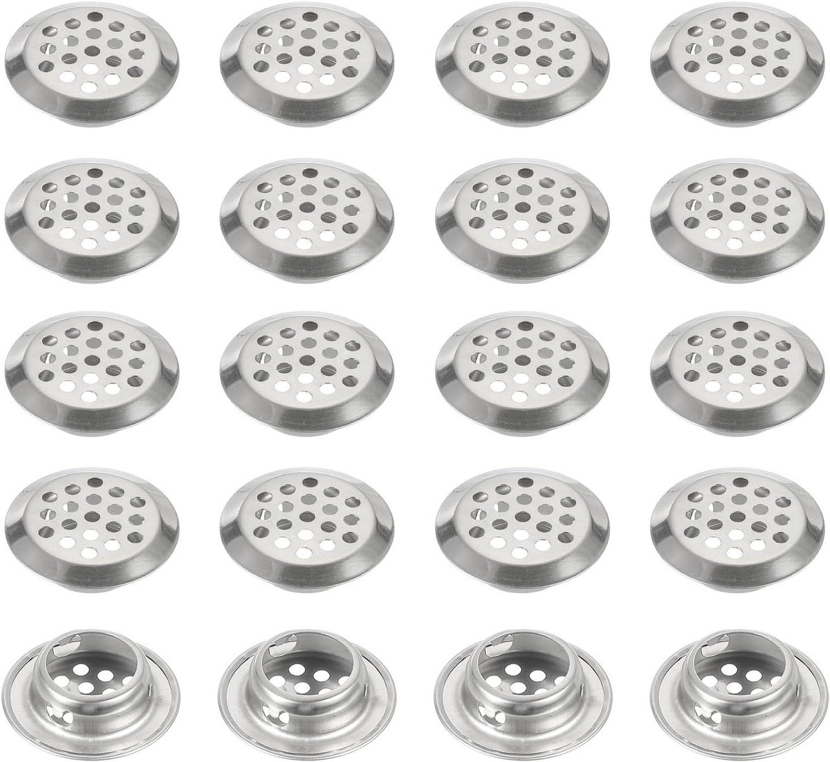 Ventilatierooster Rond - Luchtgat Rooster - Kasten Ventileren - Dubbel Paneel Gaas - 29 mm - Zilver