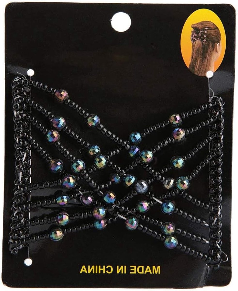 Dubbele Kam met Elastische Haarspeld - Ideaal voor Dikke en Flexibele Haarstijlen, Vlinder Accessoires voor Vrouwen (Zwart)