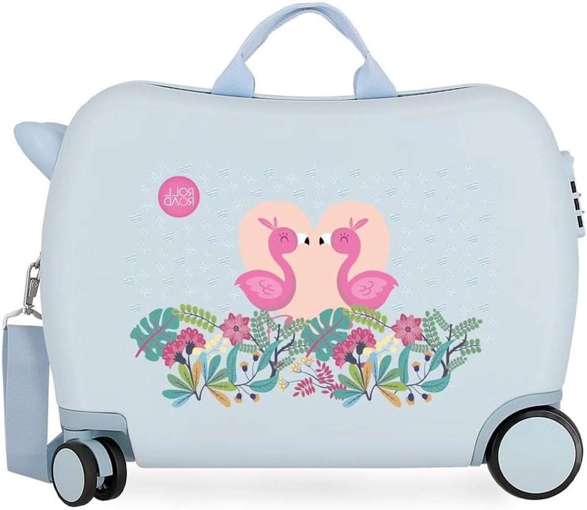 Kinderkoffer - Reiskoffer Kinderen - Vrolijk Reizen - Op Rijden en Trekken - 50 x 38 x 20 cm - Blauw