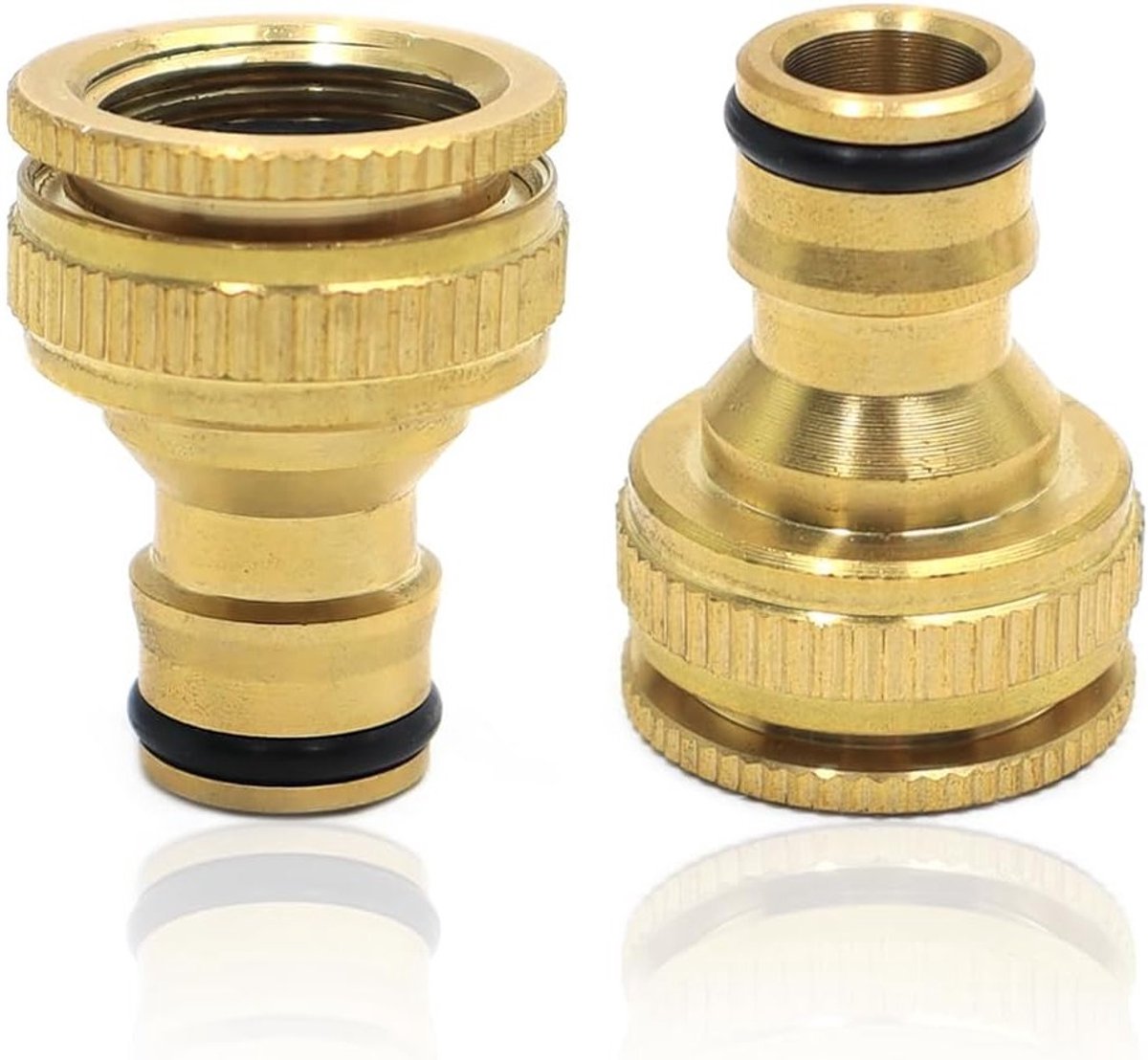 Twee Stuks Messing Slangconnector voor Tuinslangen 1/2 Inch en 3/4 Inch - Tuin, Keuken, Badkamer Accessoires