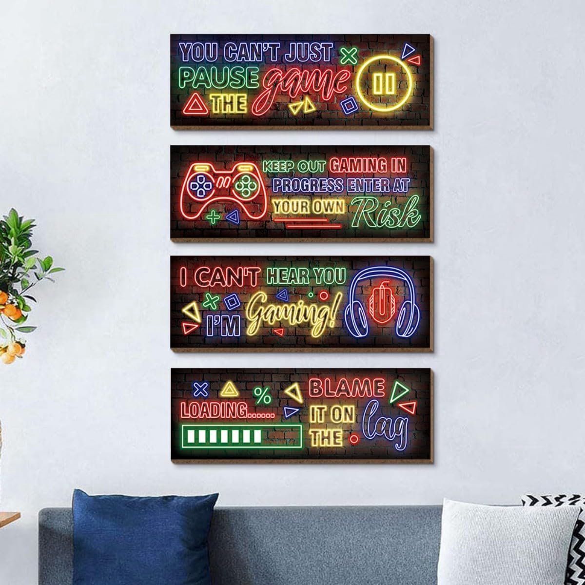 Gaming Houten Borden - Wanddecoratie Gamer - Speelkamer Inrichten - Neon Game Thema - 10 x 29 cm - Neon A — cadeau in Wonen & Interieur - foto 4