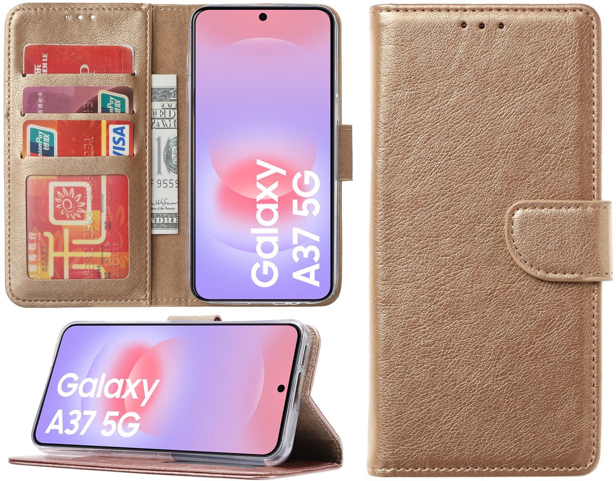 Hoesje geschikt voor Samsung Galaxy A37 hoesje - Arara bookcase - Goud