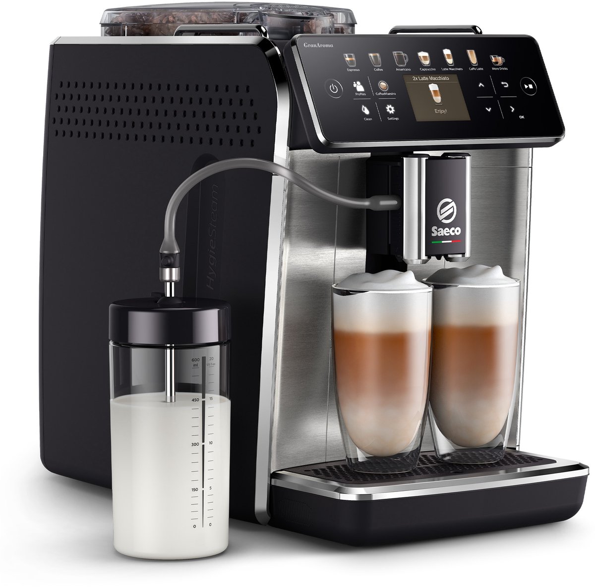 Saeco GranAroma SM6585/00 - Espressomachine - 16 Dranken met melksysteem - Volautomatisch - Koffiemachine met bonen + AquaClean filter - Metaal/Zwart — afbeelding 2