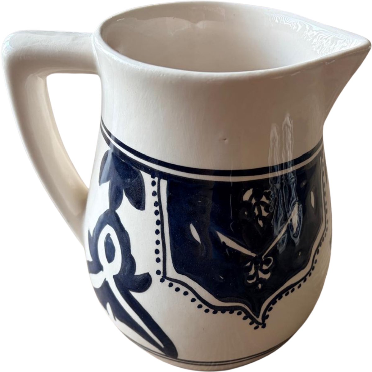 Dishes & Deco Waterkan Black Fond zwart wit 1 liter 17x17 cm - handgemaakt