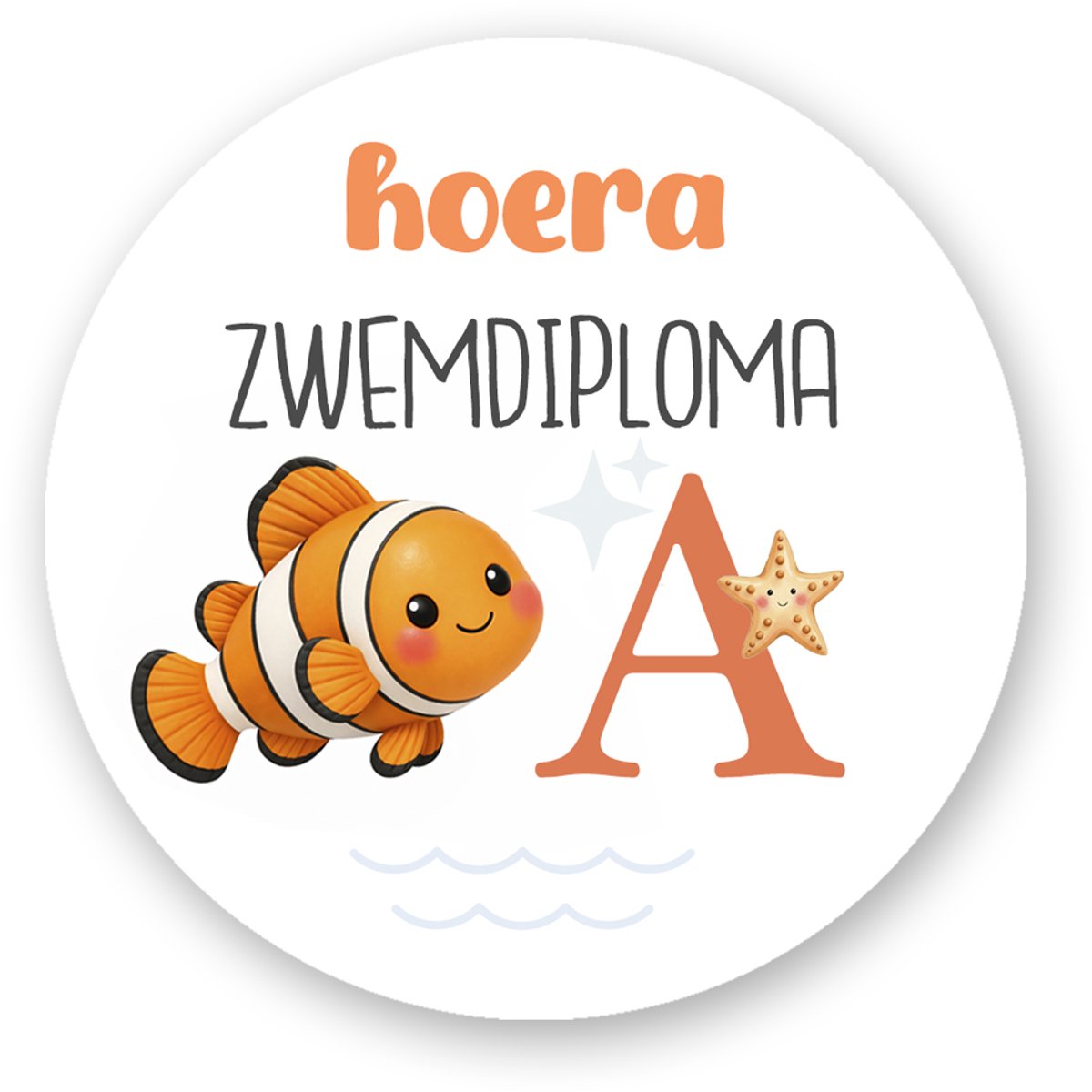 12x Traktatiestickers Zwemdiploma A – Hoera Zwemdiploma