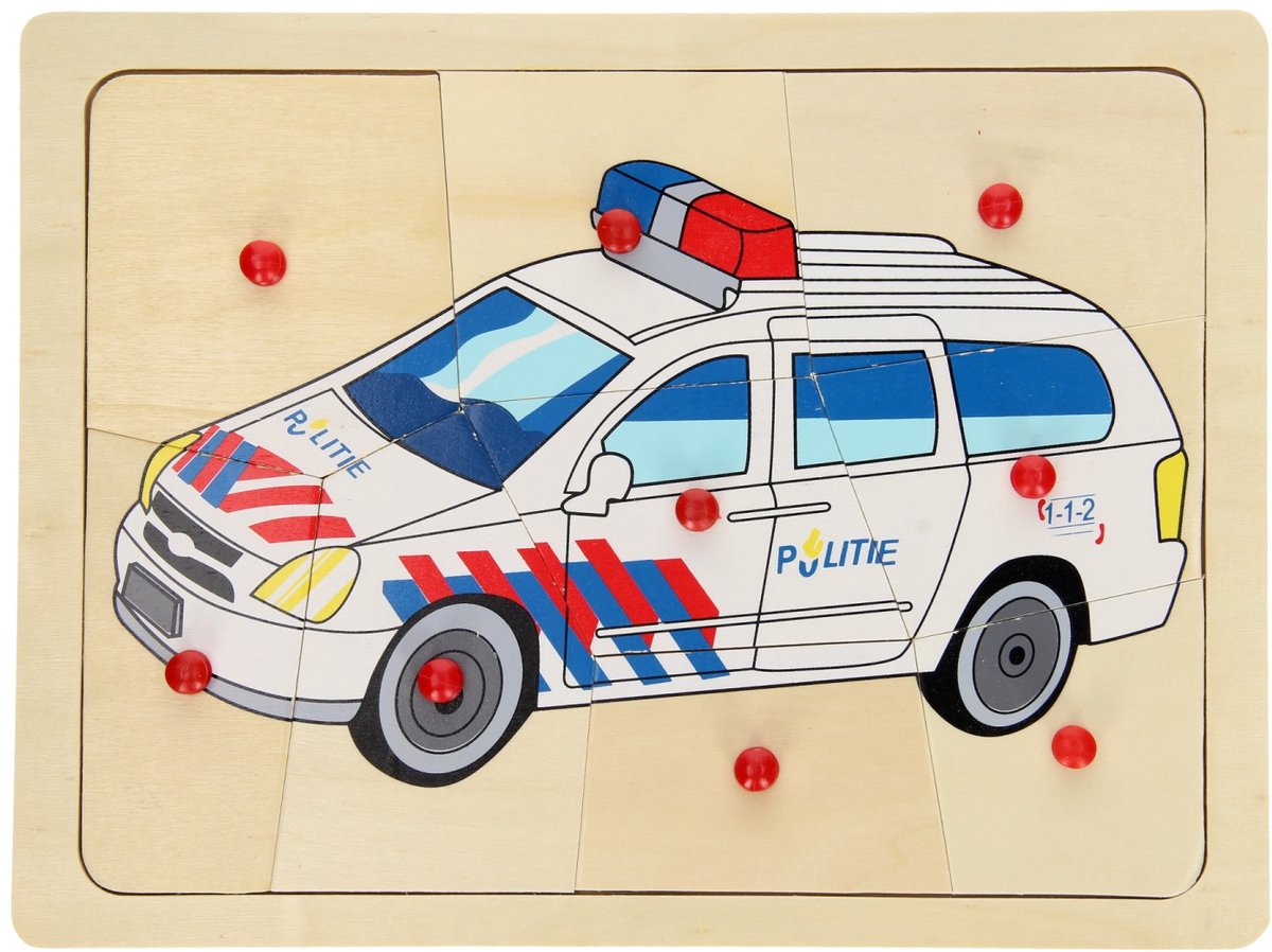 Houten Noppenpuzzel Politie. 9st.