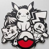 Pikachu, Charmander, Squirtle & Bulbasaur Pokémon - Wanddecoratie - Wall Art - Poster - Pikachu, Charmander, Squirtle & Bulbasaur - Moderne Wanddecoratie - 3D Geprint