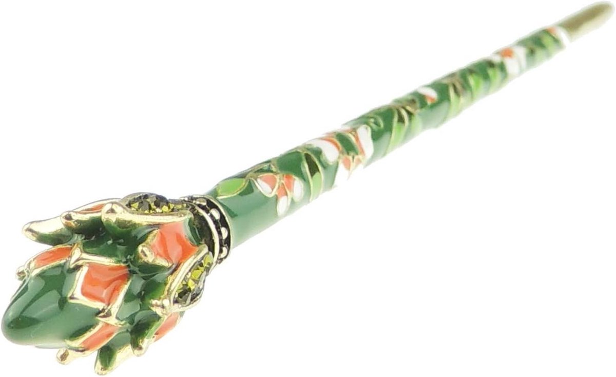 Haarspeld Emaille - Bloemen Vlinder Pin - Haar Stijlen - Geschilderd Design - 15cm lang - Groen