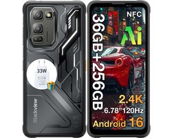 Blackview FORT 5 Robuuste Smartphone - 36GB RAM+256GB ROM - 5000 mAh Met 33W-adapter - 6,78 inch 120Hz - Android 16 - Dual SIM 4G - 108MP+50MP AI-Camera - Nachtzicht - IP68/IP69K Outdoor Telefoon - NFC GPS OTG FM - Zwart