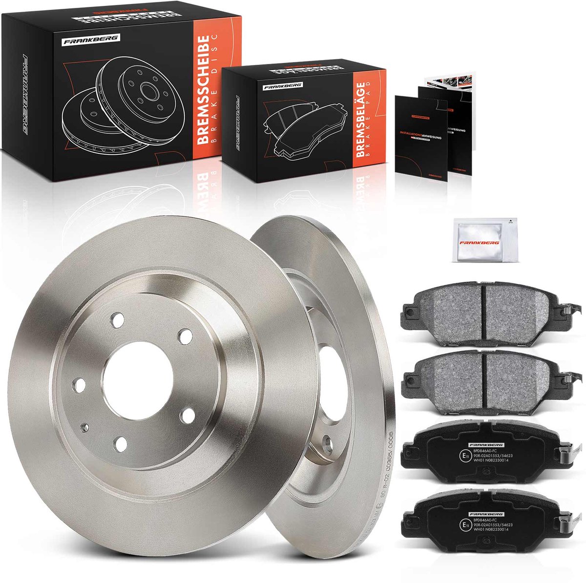 Frankberg 2x Remschijven 4x Remblokken Achteras voor Mazda CX-5 GH KE