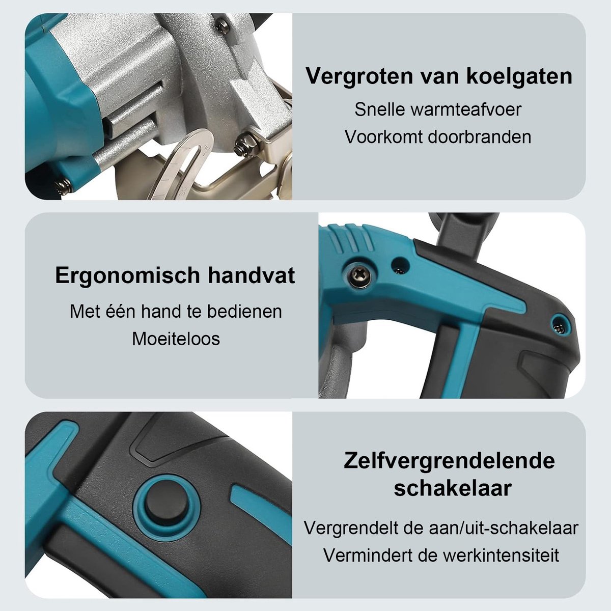5-inch cirkelzaag, elektrische cirkelzaag met koperen motor, zaagblad, instelbare zaaghoek van 0° tot 90°, afschuining met één hand, 6200 tpm, blauw(Zonder elektrische handgreep) – foto 3