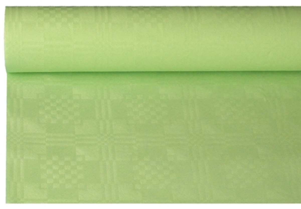 12x Tafelkleed papier met damastprint 8 m x 12 m pastelgroen