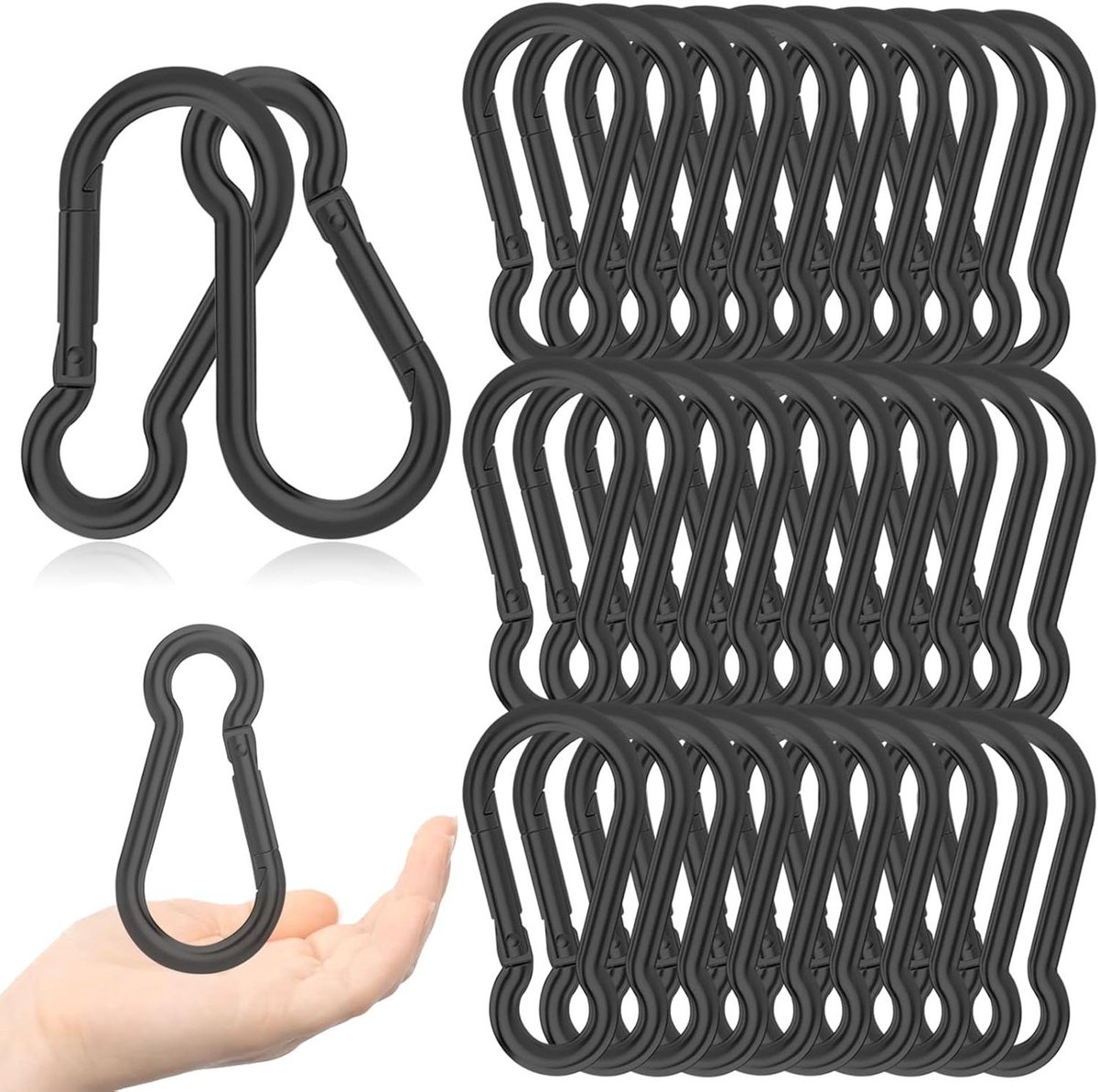 Spring Snap Haken - Karabijnhaak Clip - Bevestigen Buitenapparatuur - Zwart Gecoat Staal - 4 Inch - Zwart
