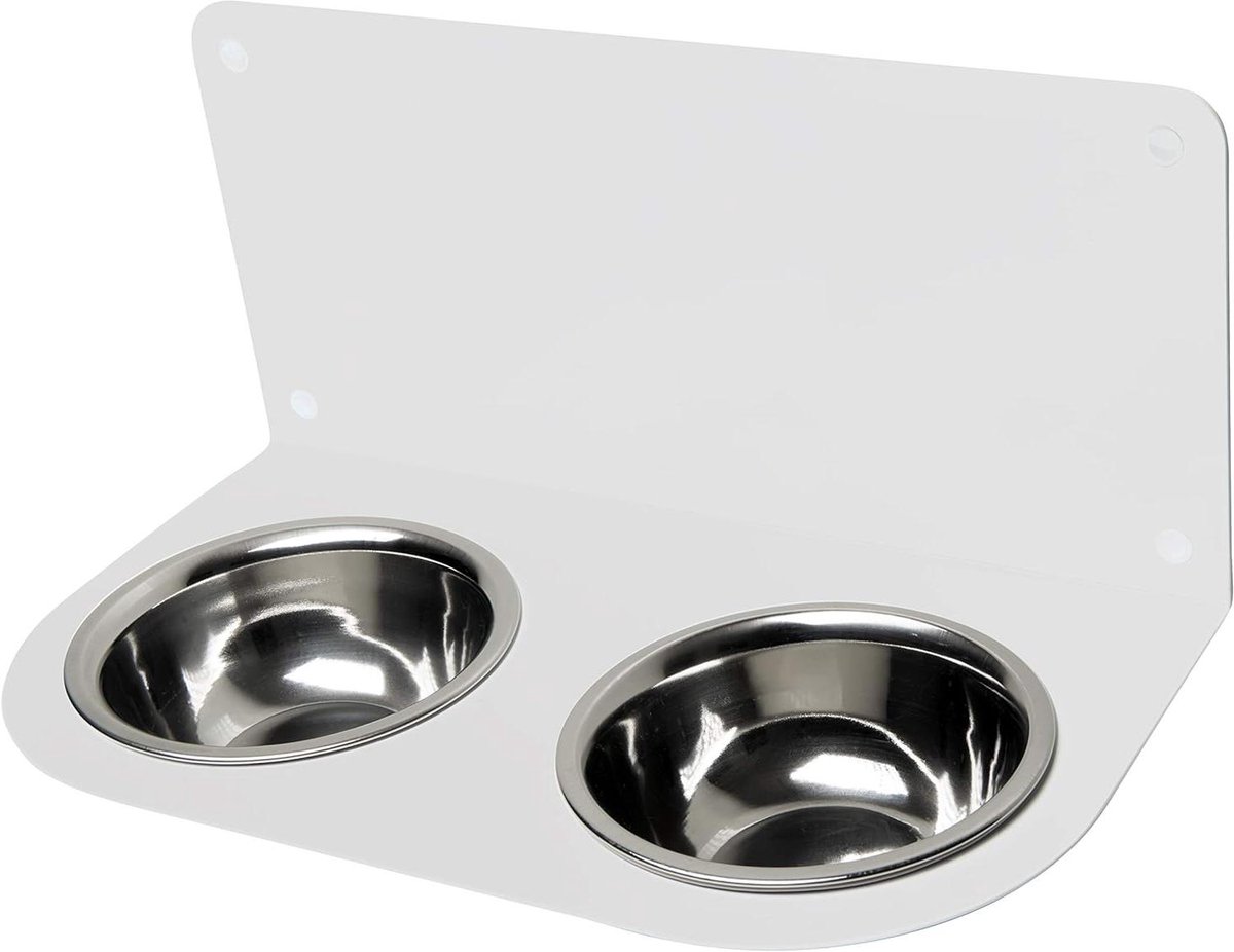 Voerstation Hond - Voerbak Verhoogd - Comfortabel Voeren - Vaatwasbestendige Nappen - 600 x 228 mm - Mat Wit