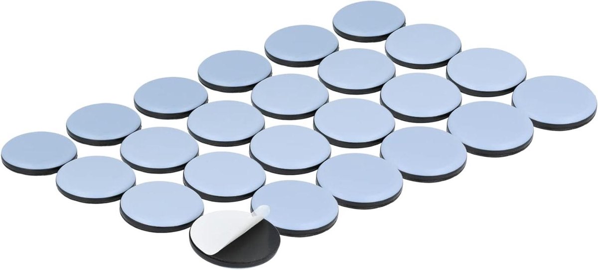 Meubelglijders Zelfklevend - PTFE Glijvlak - Meubels Verplaatsen - Stoot- en Geluidsdempend - 24 Stuks Ø 50 mm - Blauw/Grijs