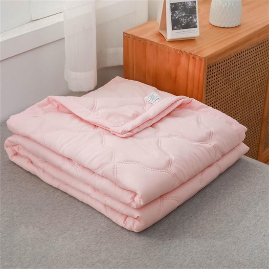 Dekbed zonder overtrek - Zomerdekbed omkeerbaar - Koel slapen - Direct bruikbaar design - 200 x 230 cm - Lichtroze