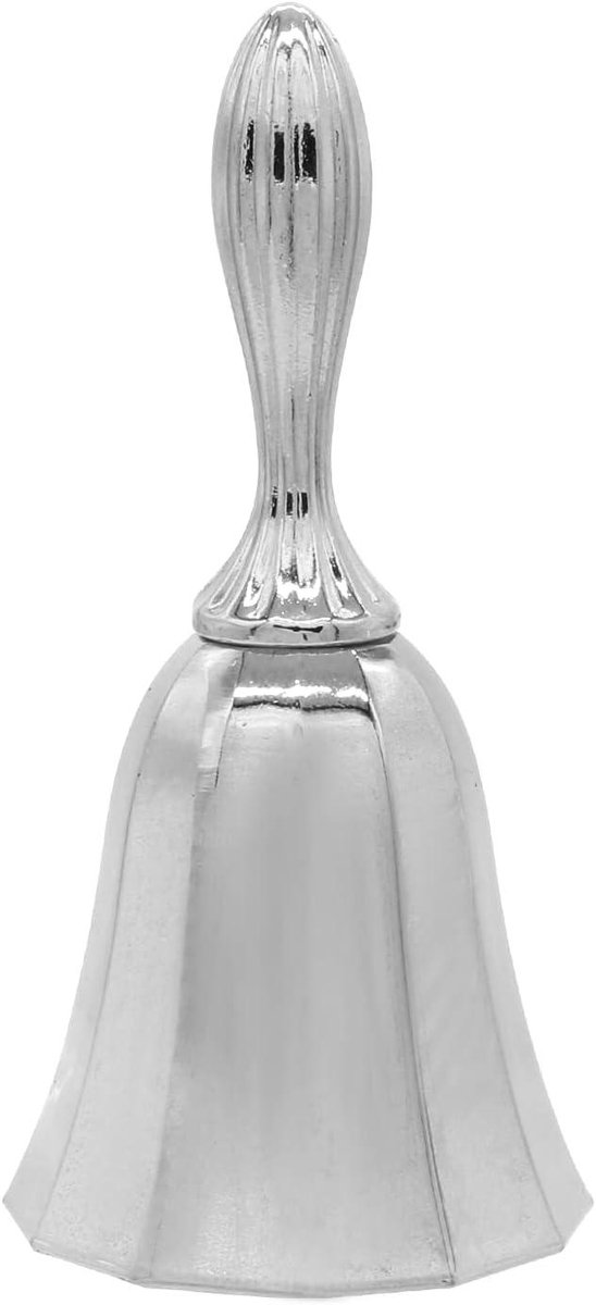 Zilveren Handbel - Ringbel Melder - Service Oproepen - Helder Geluid - 10 Inch Hoog - Zilver