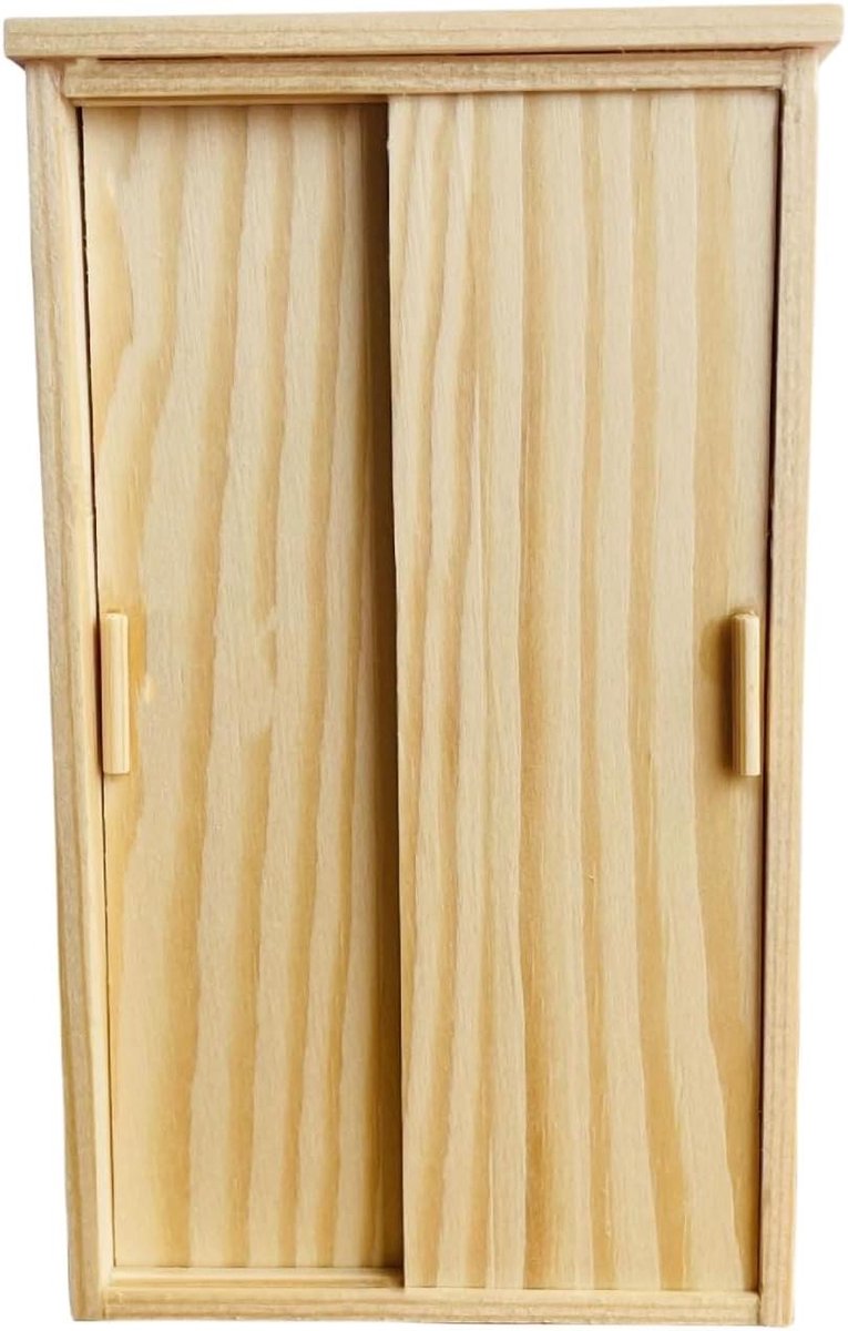 Poppenhuis Kast - Miniatuur Meubels - Poppenhuis Decoratie - Ongelakt Hout - 1:12 Schaal - Natuurlijk Hout