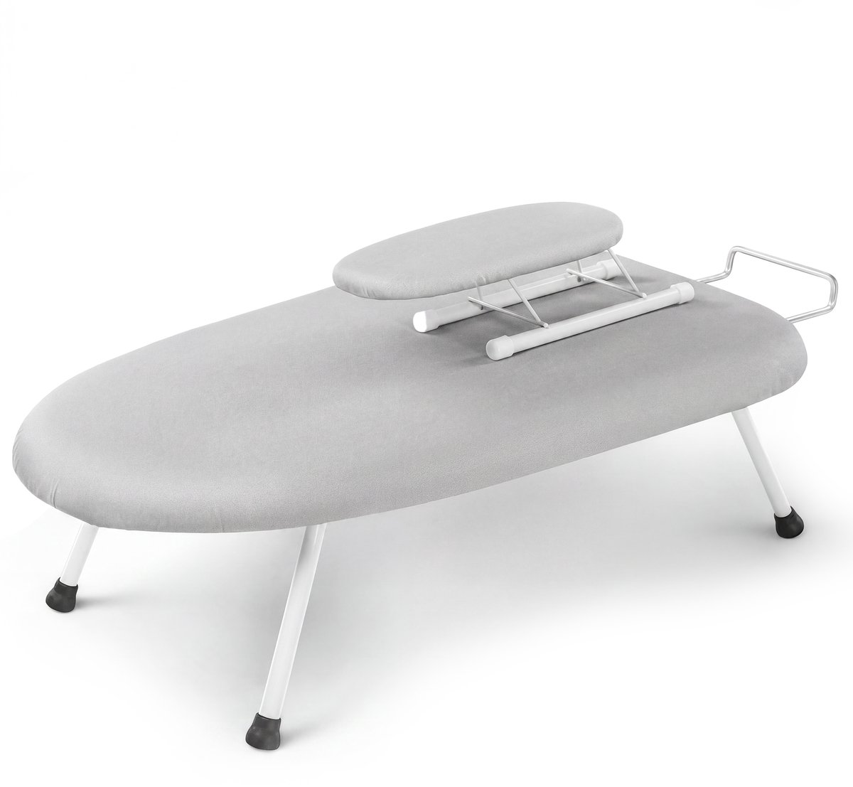 MIRO® Opvouwbare Strijkplank - Tafelstrijkplank - Met Strijkijzerhouder - Camping- Mini Strijkplank - Strijkplanken - Inclusief Mouwplankje - Grijs