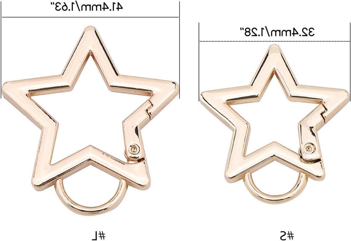 Stervormige Karabijnhaak - Sleutelhanger Clips - Sleutels Bevestigen - Roestvrij Staal - 2 Stuks - Zilver