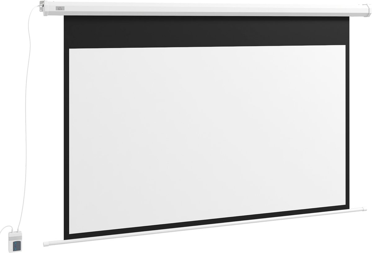 Beamerscherm / Projectiescherm 84 inch 16:9 - Afstandsbediening - wit