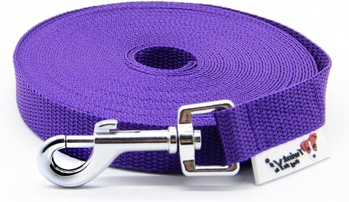 Honden Sleeplijn - Trainingslijn Hond - Hondentraining Buiten - Zonder Polsband - 20 Meter - Purper