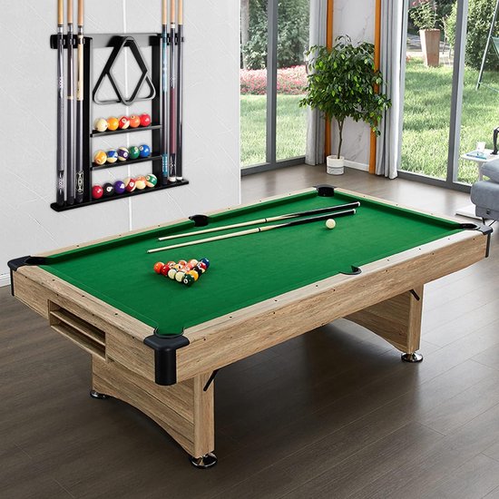 Biljart Keu Rek - Keuhouder Wandmontage - Biljart Accessoires Organiseren - Ruimte voor 6 Keus - 27.16"x28.25"x2.75" - Zwart — afbeelding 4