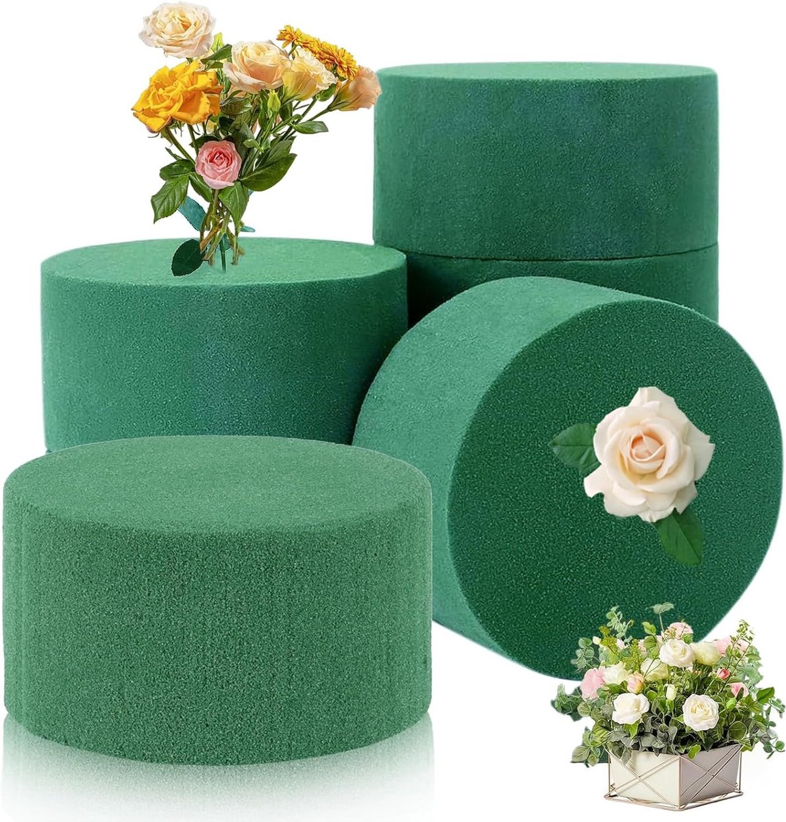 Ronde Bloemschuim voor Kunstbloemen - 6 Stuks, 8 x 4 cm, Perfect voor Bruiloft en Feestdecoratie, Bloemaccessoires en Creatieve DIY Projecten