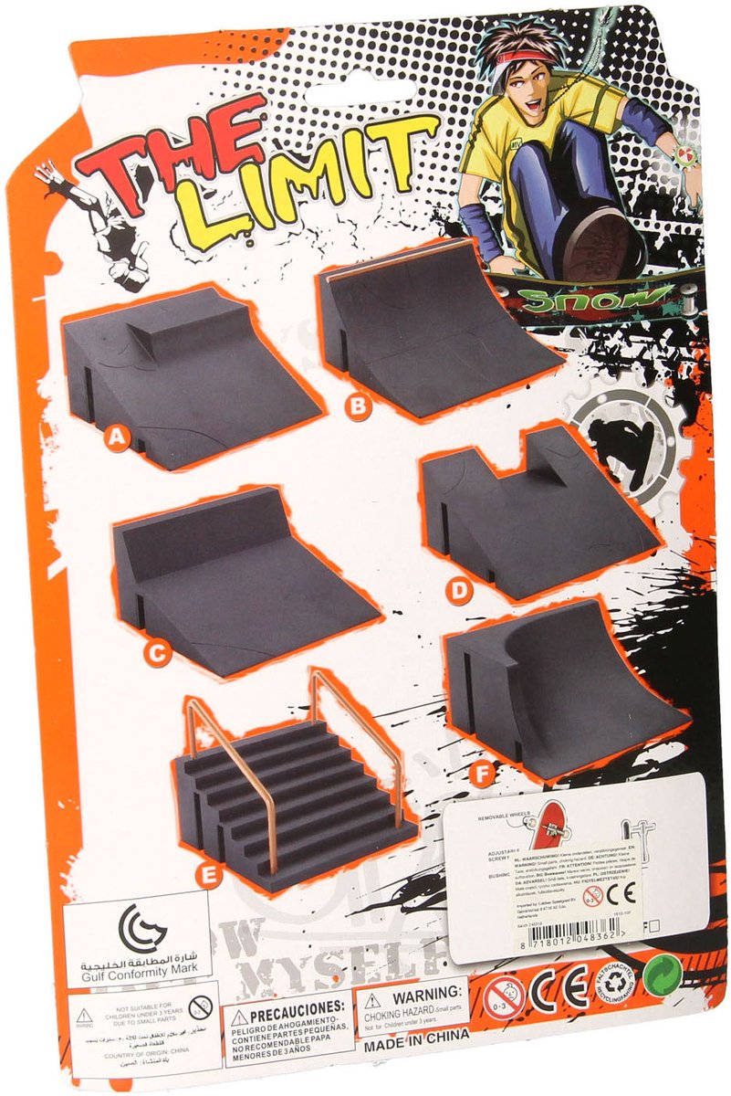 Vinger Skateboard met Stuntschans Multicolor