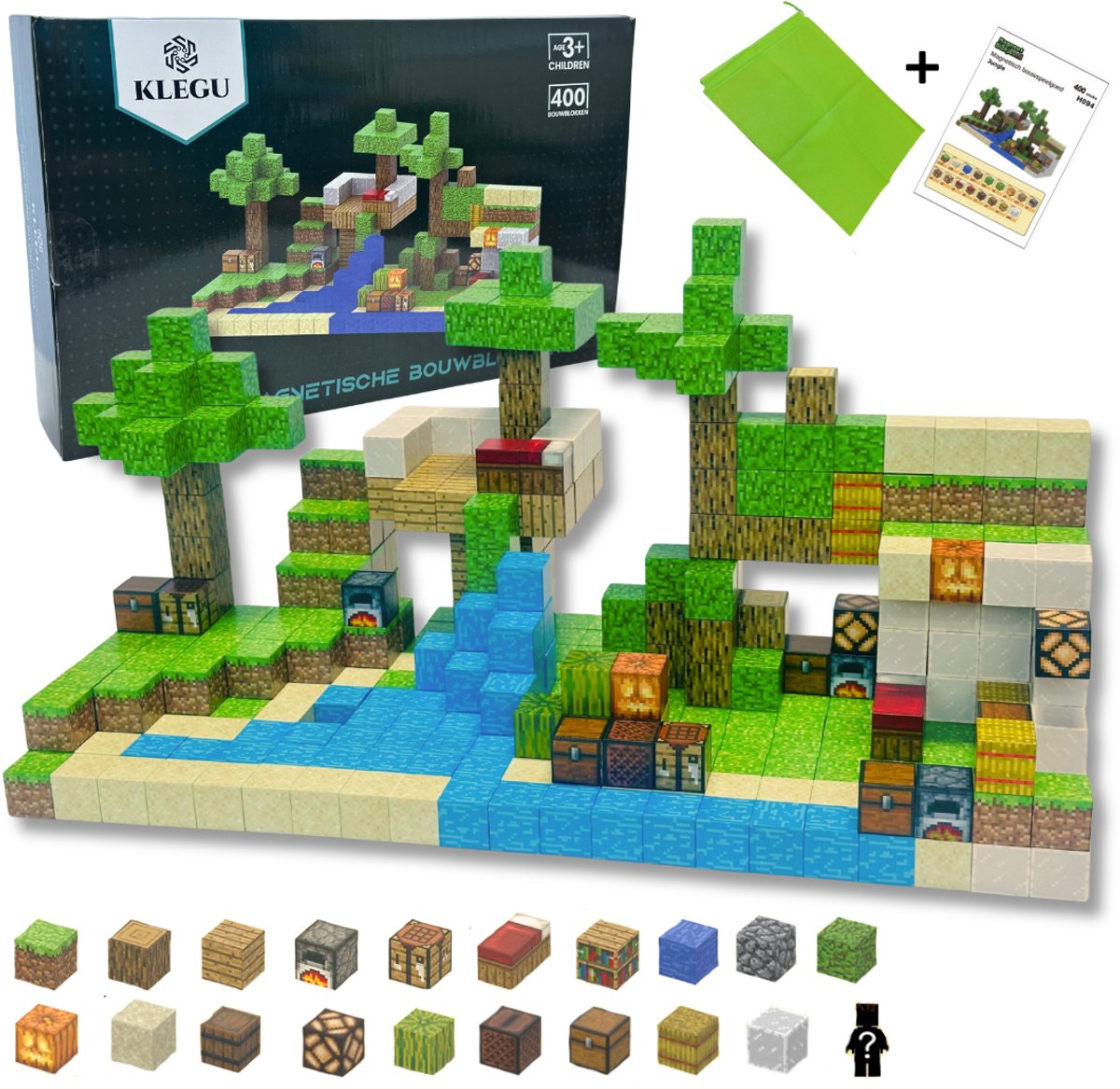 Magnetisch speelgoed – magnetisch bouwspeelgoed 400 stuks – magnetische bouwstenen – montessori speelgoed – magneten speelgoed - Jungle beach — afbeelding 2