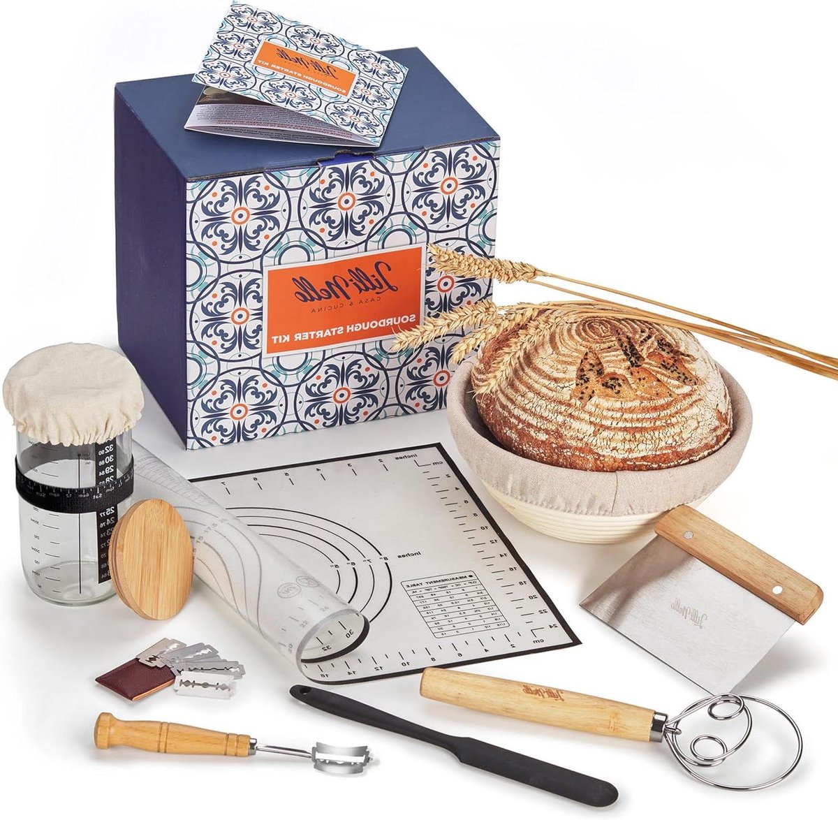 Zuurdesem Brood Bakset - Rijsmand Starterkit - Zelf Brood Bakken - All-in-One Starterset - 9 inch mand - Natuurlijk
