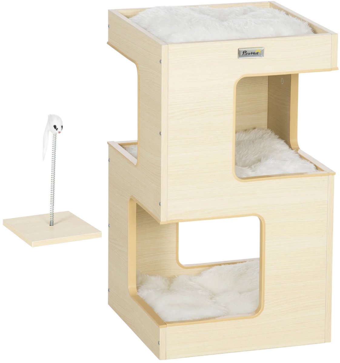 Kattenmand - Kattenhuis - Kattenkast - Met Kussen - 3 Lagen - Katten - Speelmuis - 34 x 34 x 60 cm