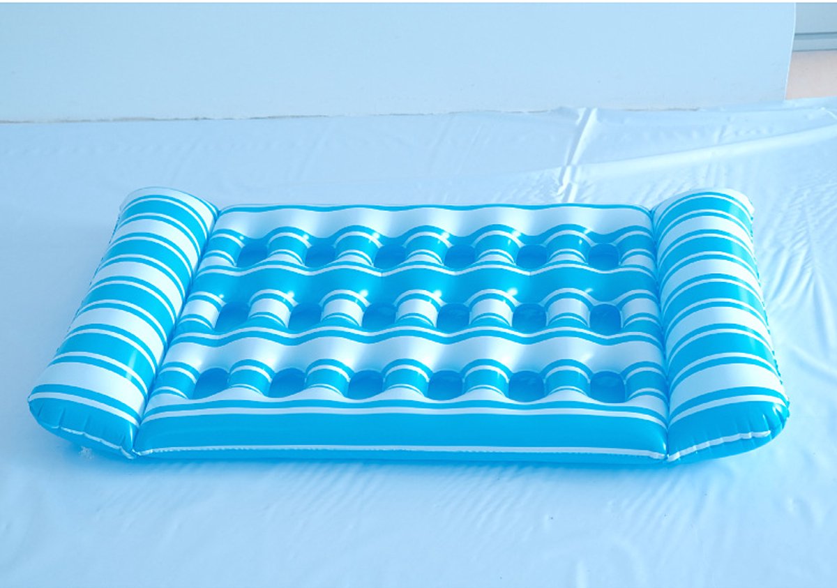 Luchtbed-waterhangmat-watermatras-pool-float-opblaasbaar-luchtmatras- Compact en Duurzaam - Voor Zwembad, Zee , Strand - Blauw – foto 8