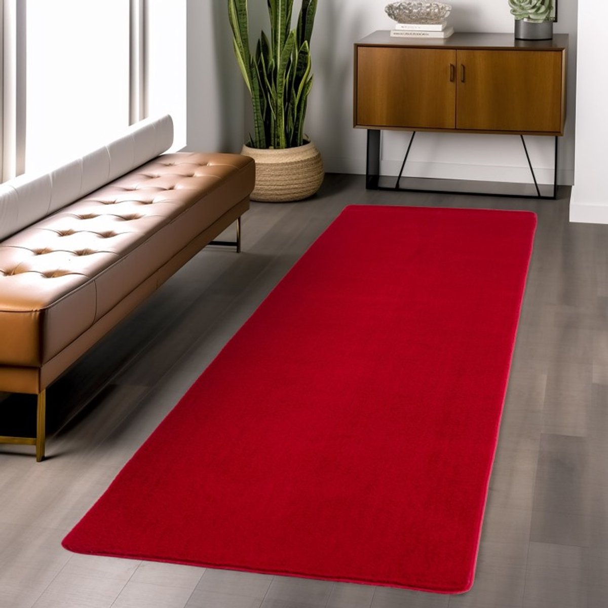 TapisTrend Designer tapijt Rood 80x150 cm Binnenkleed, geschikt voor woonkamer en slaapkamer, duurzaam en slijtvast, antislip, voor dagelijks gebruik