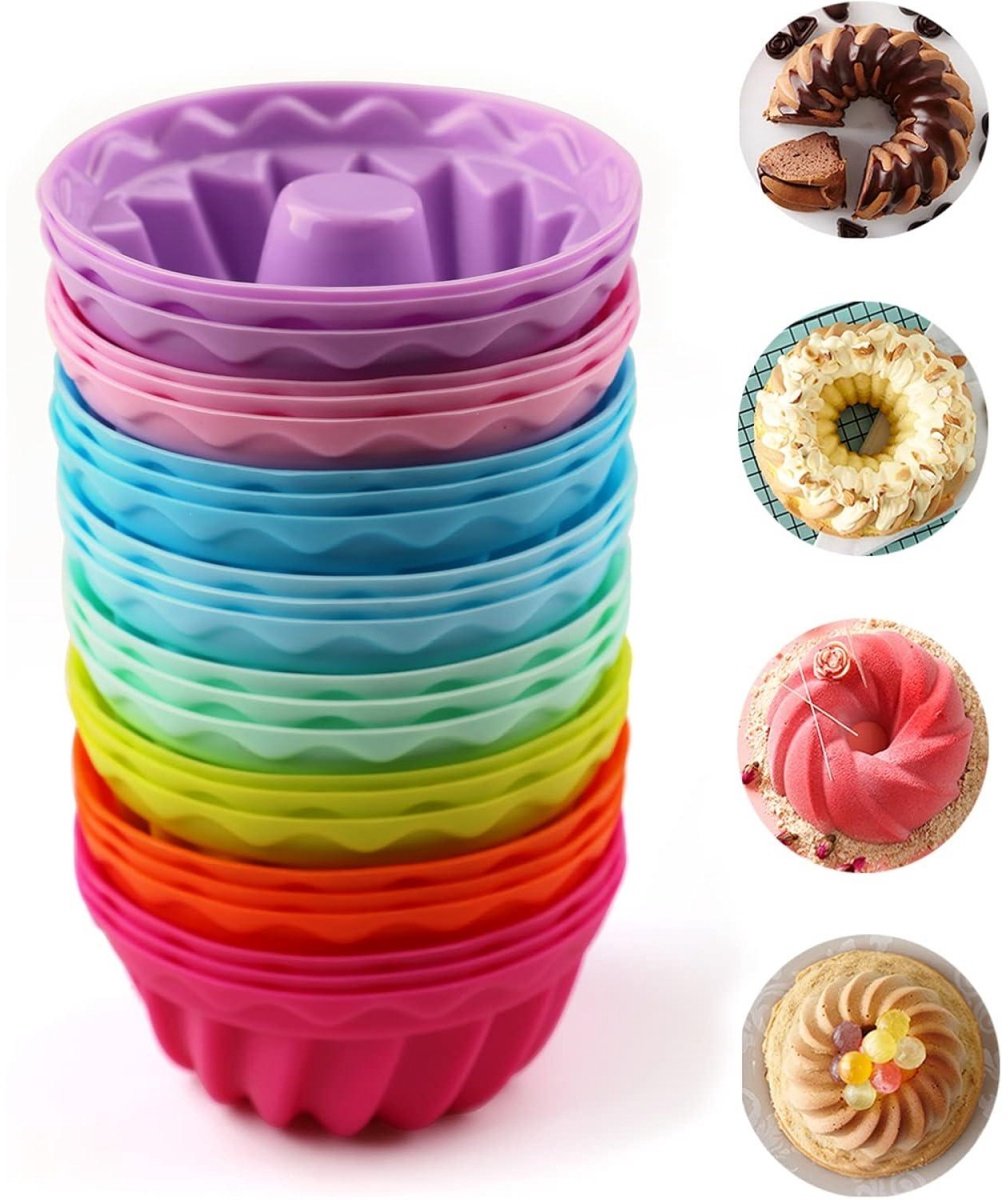 YOZHIQU Guglhupfformen - 24 Stuks - Muffinbackformen - Mini Gugelhupfformen Ø6x3cm - Herbruikbaar, Vormvast bij Hoge Temperatuur, Makkelijk Uitvormen - Geschikt voor Oven, Magnetron en Vriezer - Siliconen Bakvormen Set - 8 Kleuren
