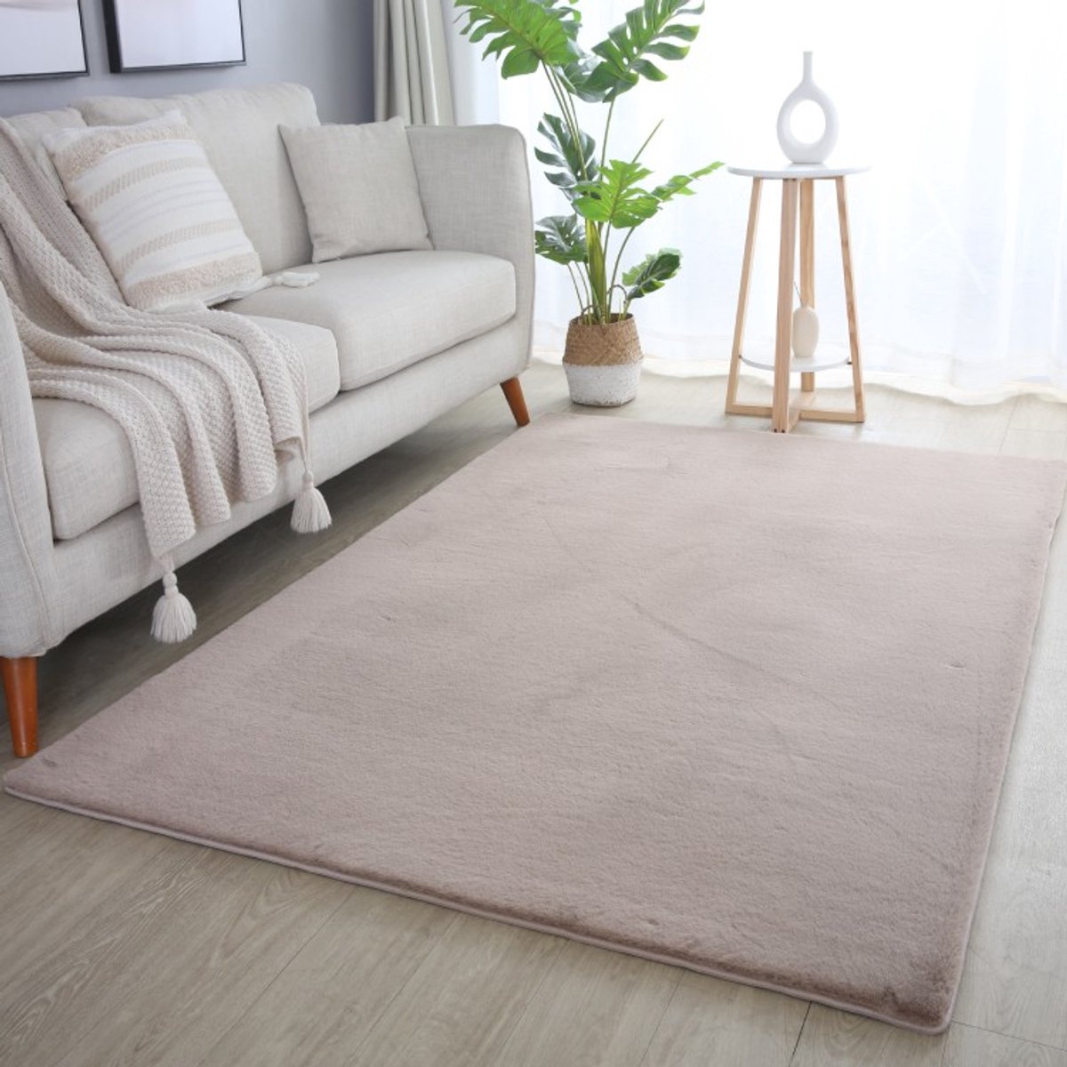 TapisTrend Designer tapijt Beige 60x110 cm Binnenkleed, van katoen, voor de woonkamer, comfortabel, wasbaar, natuurlijke uitstraling