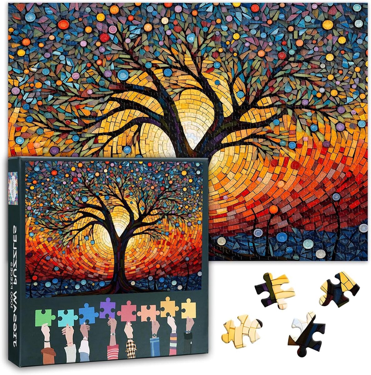 Puzzel Levensboom - Legpuzzel Volwassenen - Ontspanning en Decoratie - 1000 Stukjes Gedetailleerd - 70 cm x 50 cm - Kleurrijk