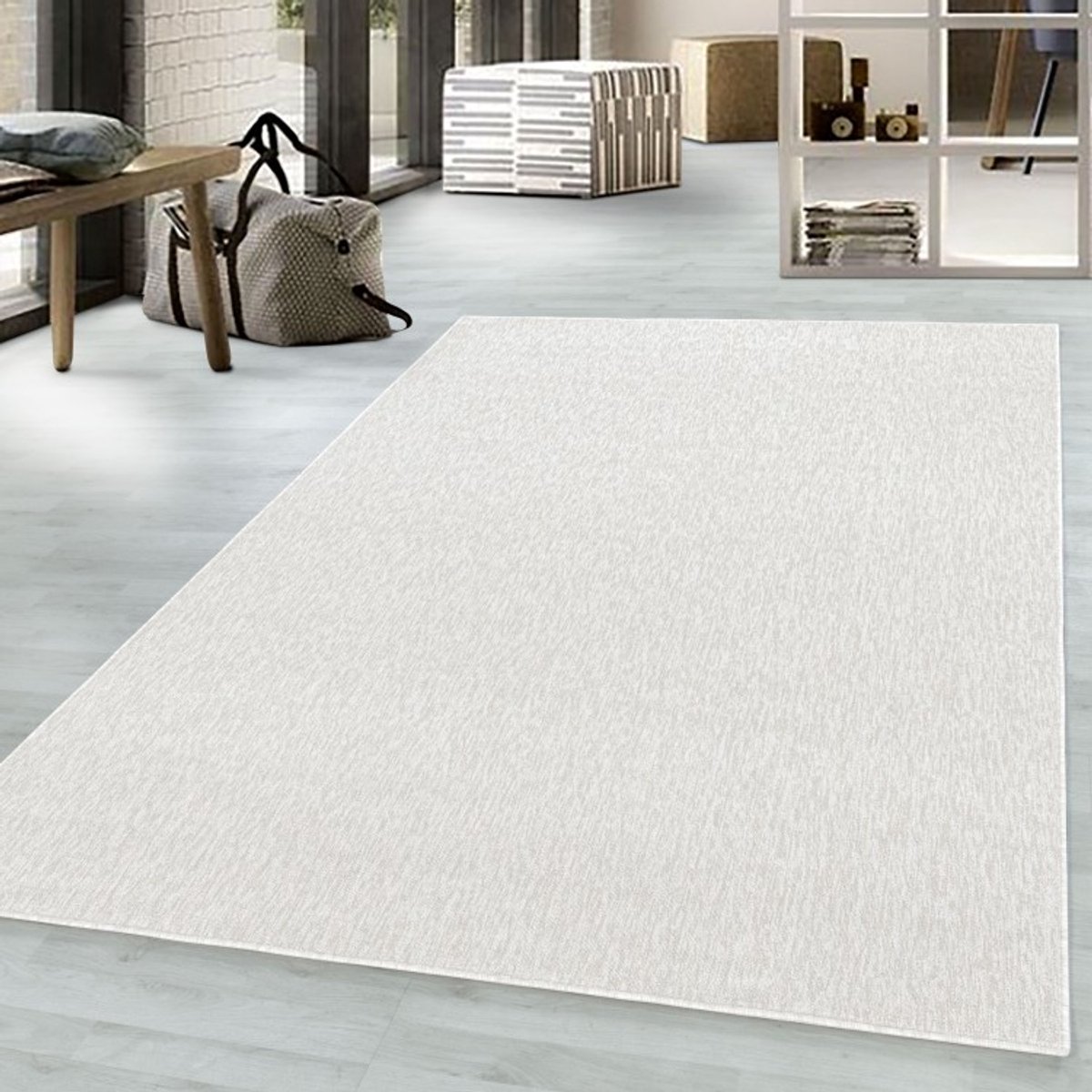 Kortpolig woonkamerkleed, 4 mm hoog, gemarmerd kantoorkleed, crèmekleurig 60x100 cm