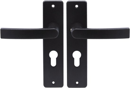 Slotman Solutions Complete Deurbeslagset Zwart | Aluminium Deurklinkset met Insteekslot en Profielcilinder 30/30 incl. 3 Sleutels | PZ55 | Voor Binnendeuren | 180 x 41 mm