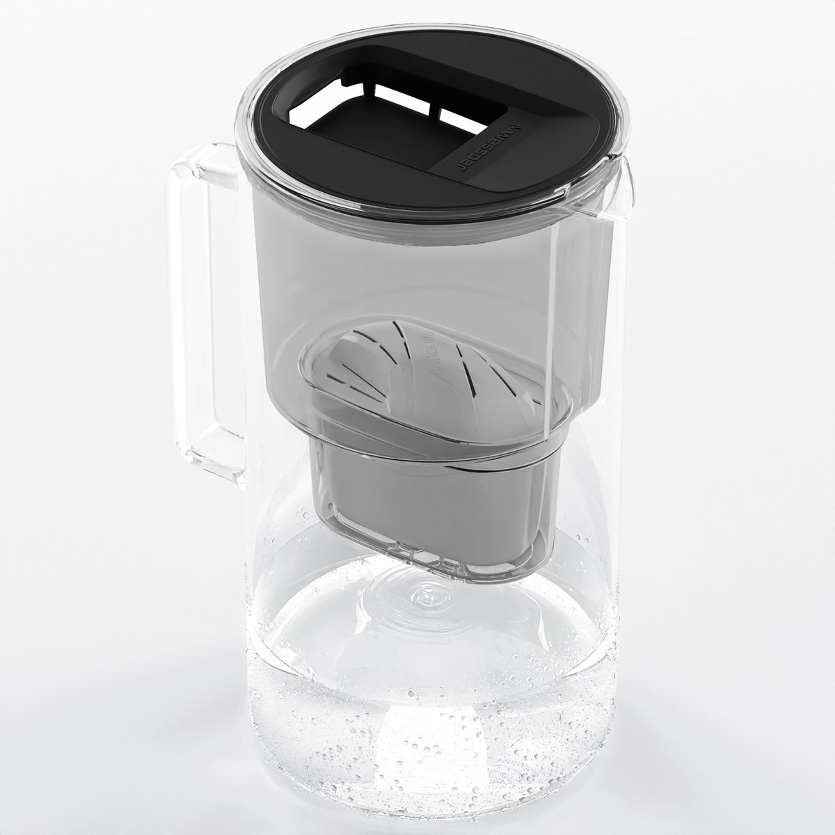 Glazen 3L waterfilterkan karaf compatibel met Brita MAXTRA+ waterfilter patronen - incl. 1 filterpatroon - Waterkan - Kleur Zwart