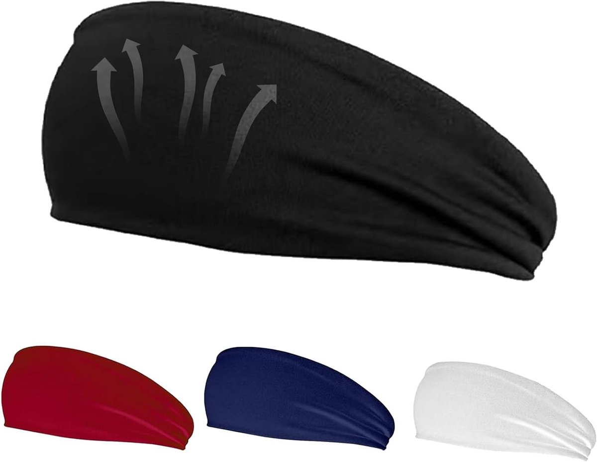 Set van 4 Sport Haarbanden, Rekbaar en Vochtabsorberend, Ideaal voor Hardlopen, Fietsen en Yoga, Unisex