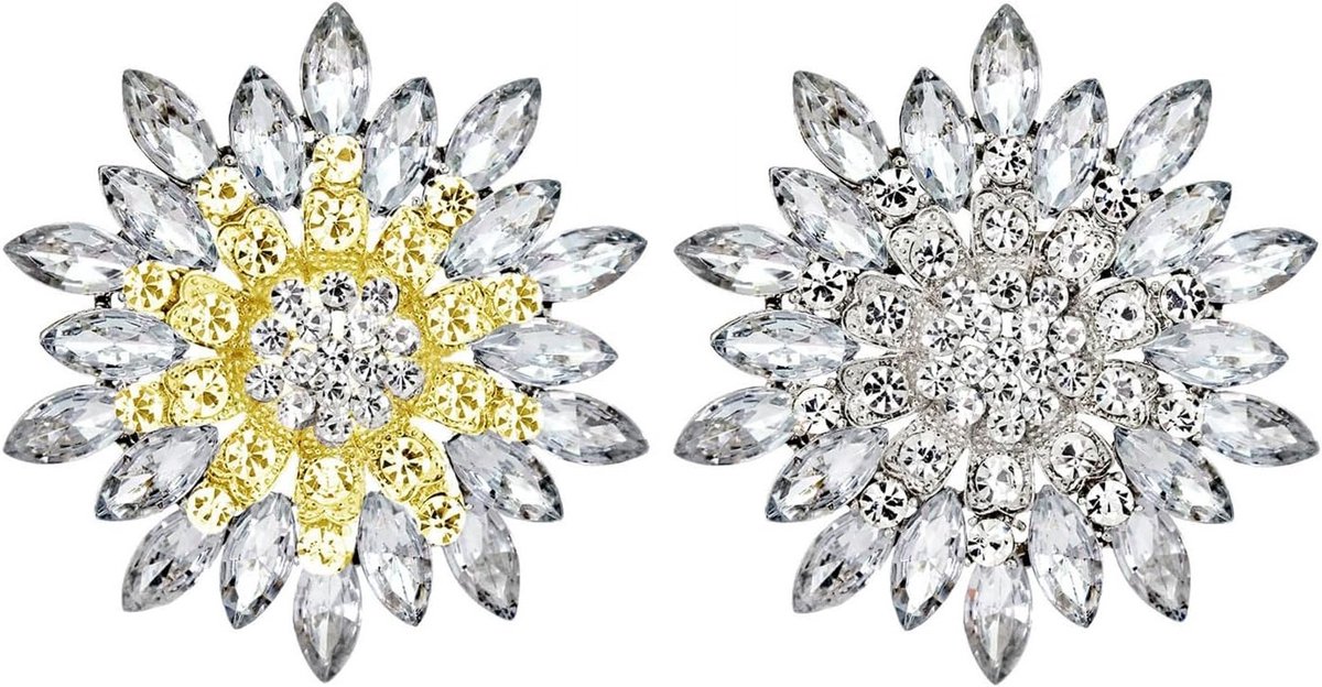 Elegante Bloem Broches voor Dames - 2 Stuks Shiny Accessoires voor Feestkleding en Decoratie